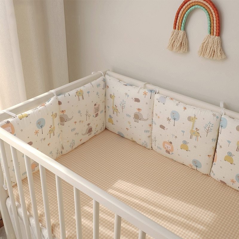 Cartoon Embroidered Cotton Baby Bumper Bed