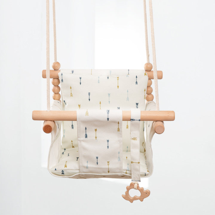 Baby Swing Chair with Wooden Seat & Cushion