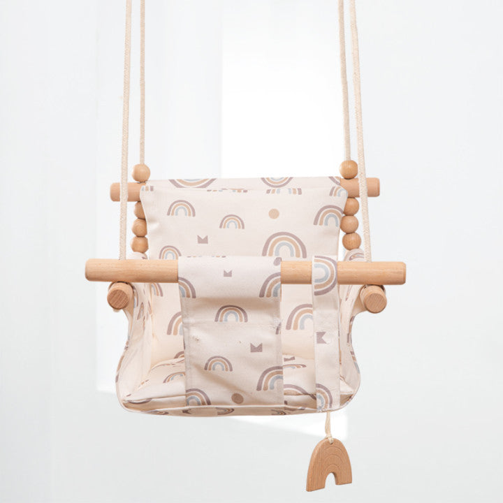 Baby Swing Chair with Wooden Seat & Cushion