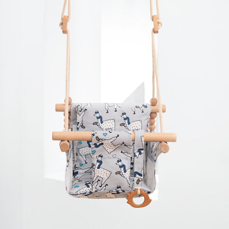 Baby Swing Chair with Wooden Seat & Cushion