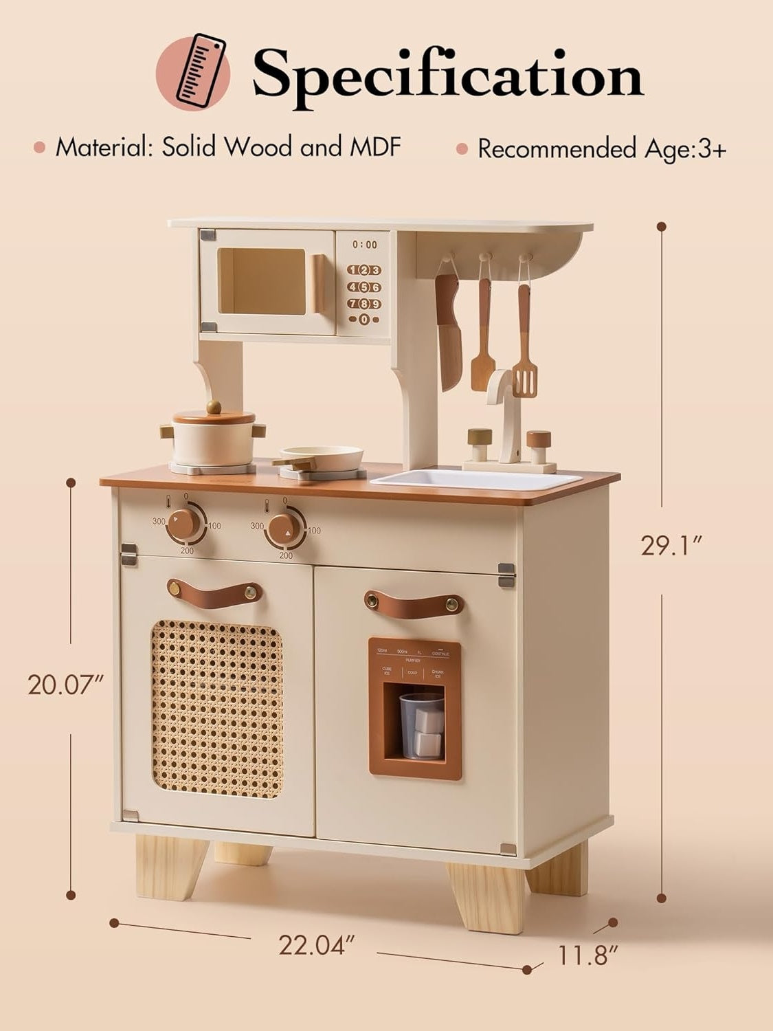 Robotime Wooden Play Kitchen for Toddlers (Age 3+)