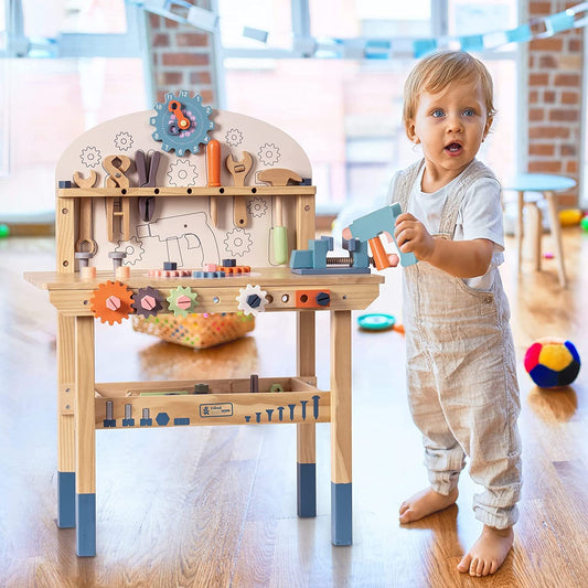 Robotime Kids' Workbench Play Set with Tool Bench and Workshop Toys