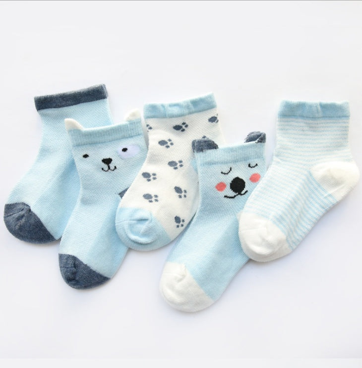 Kids 5-Pack Breathable Cotton Socks