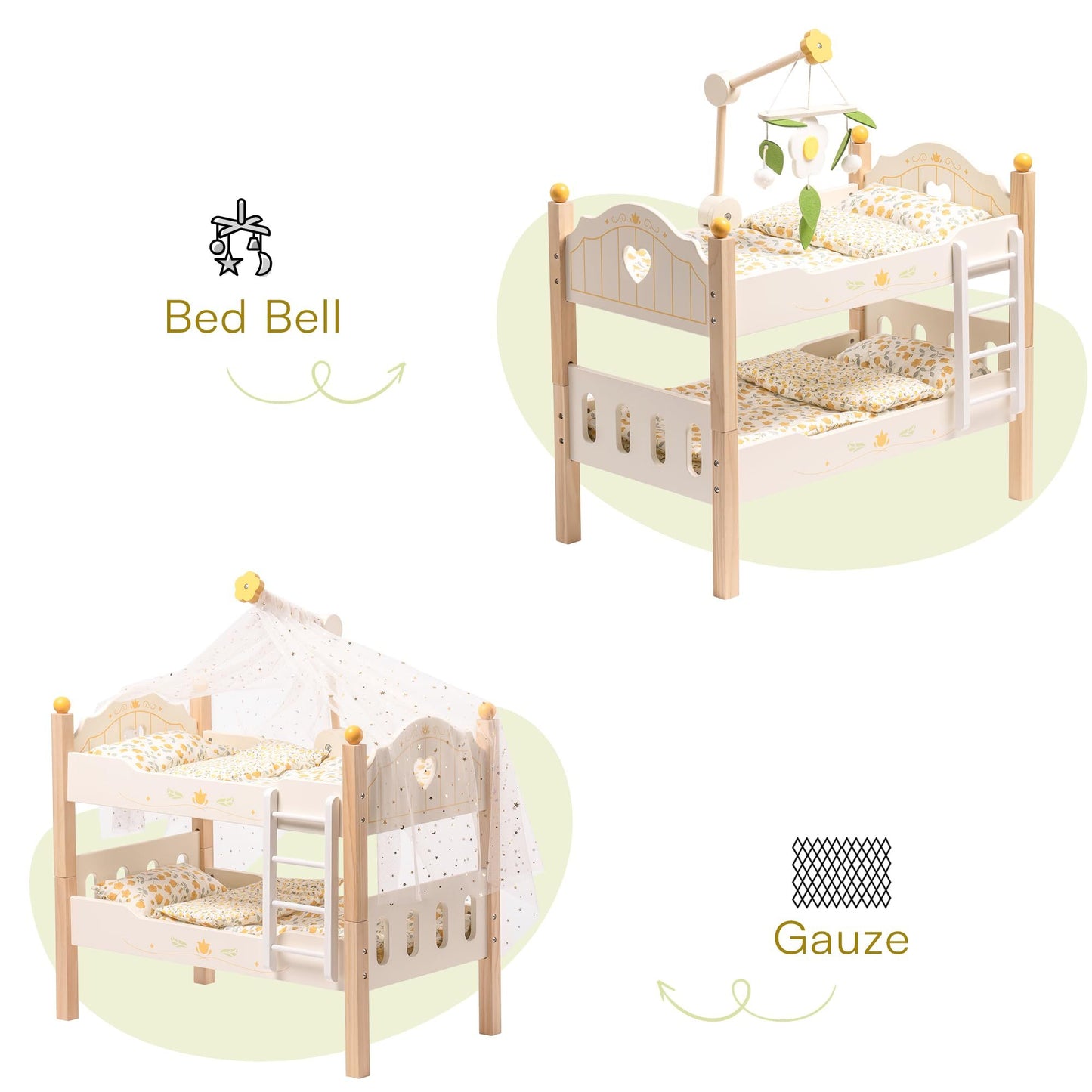 Wooden Doll Bunk Beds for 18" American Girl Dolls