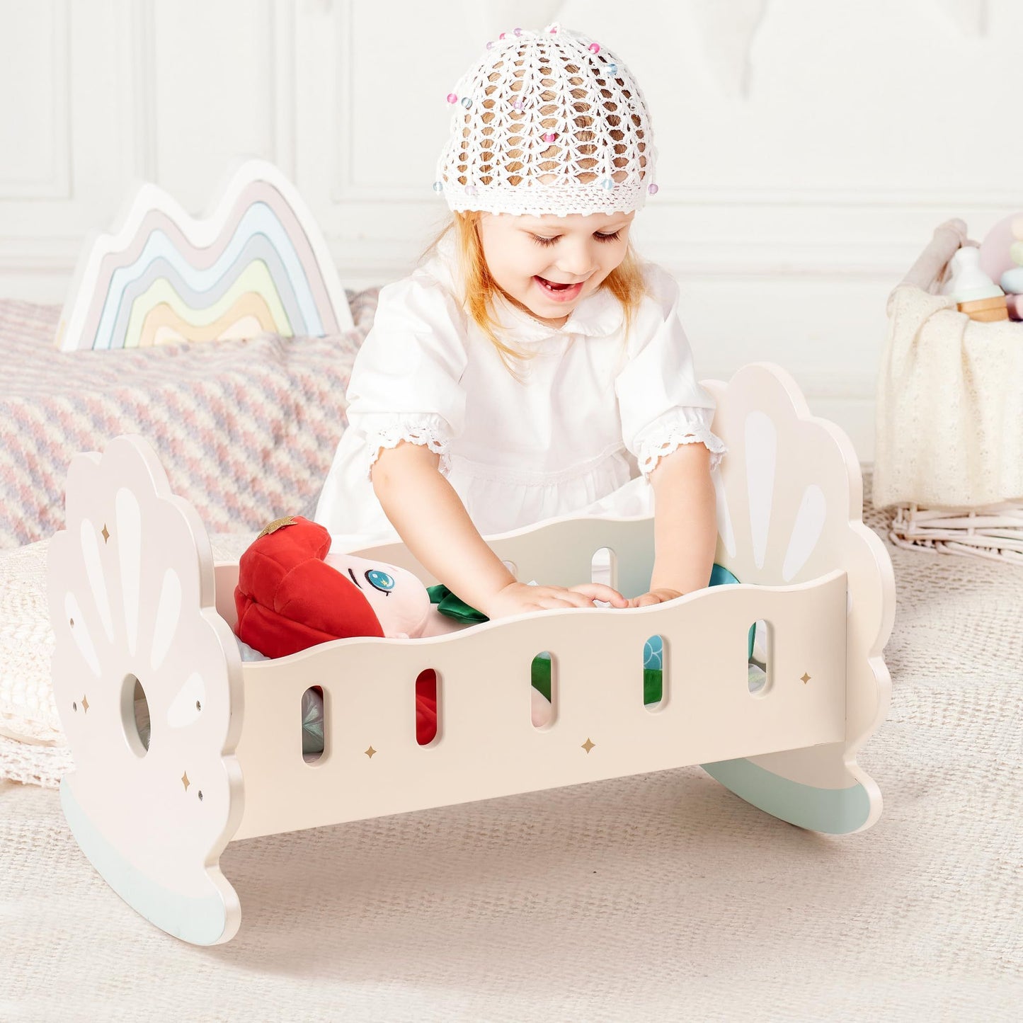 Baby Doll Rocking Crib with Bedding