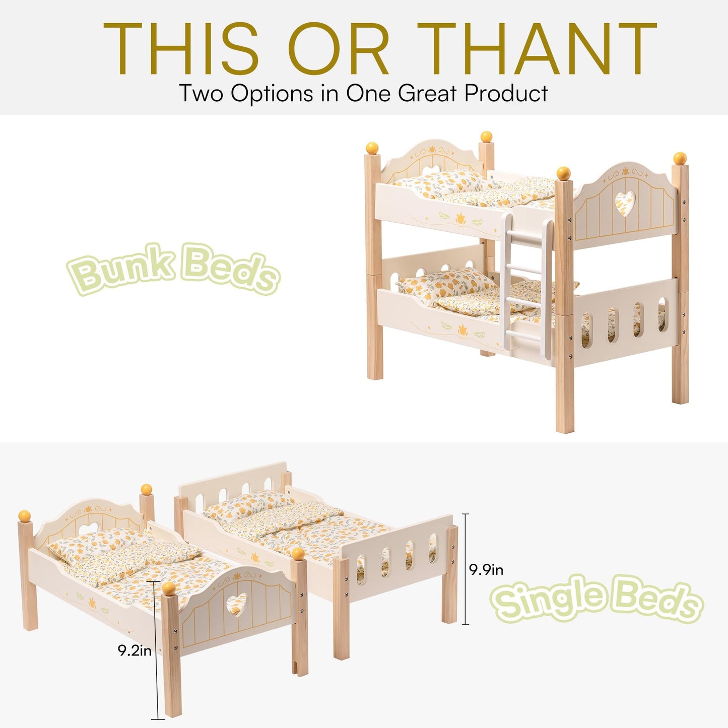 Wooden Doll Bunk Beds for 18" American Girl Dolls