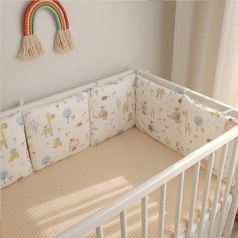 Cartoon Embroidered Cotton Baby Bumper Bed