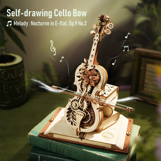 Robotime ROKR Magic Cello: 3D Wooden Puzzle Music Box Toy