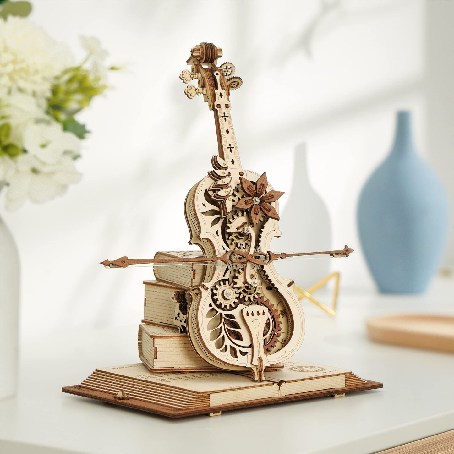 Robotime ROKR Magic Cello: 3D Wooden Puzzle Music Box Toy