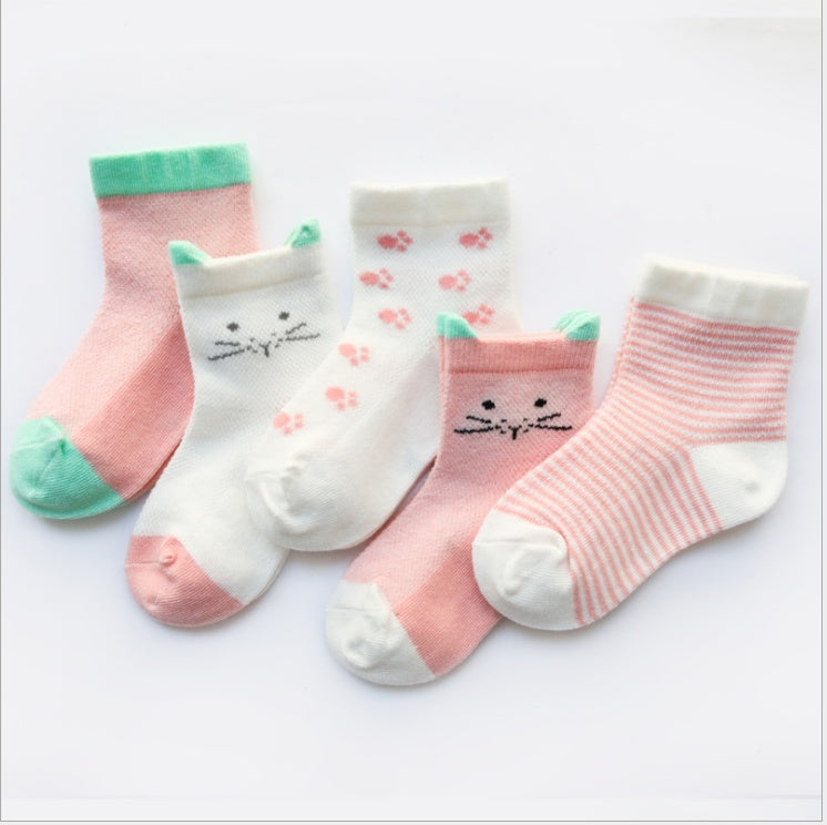 Kids 5-Pack Breathable Cotton Socks