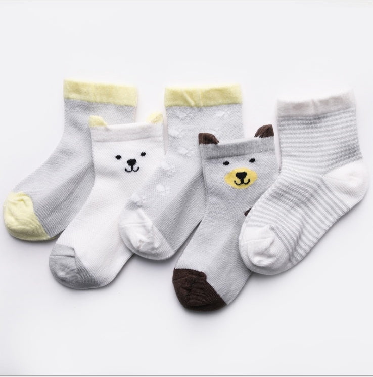 Kids 5-Pack Breathable Cotton Socks