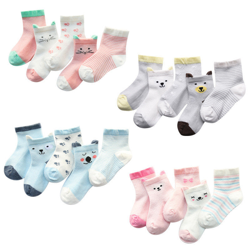 Kids 5-Pack Breathable Cotton Socks