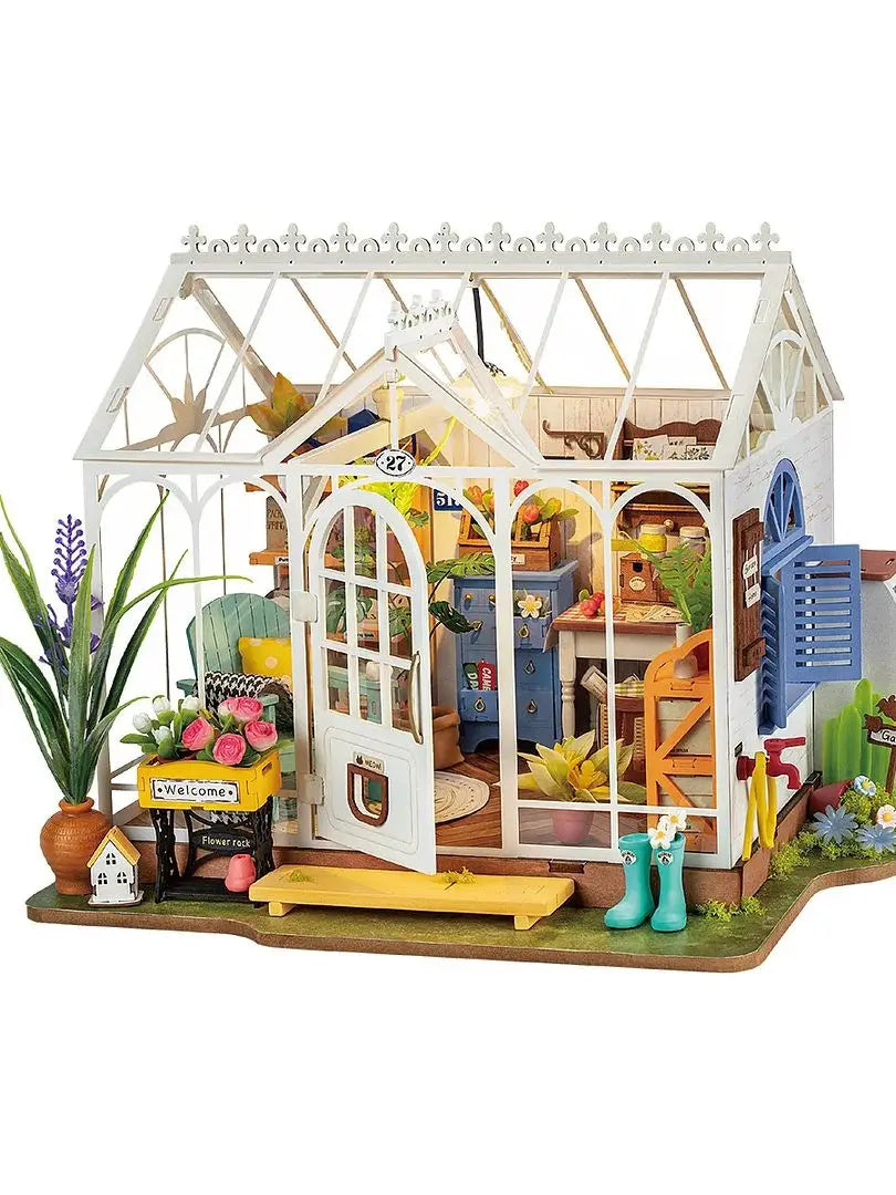 DIY Wooden Dollhouse Kit with Furniture