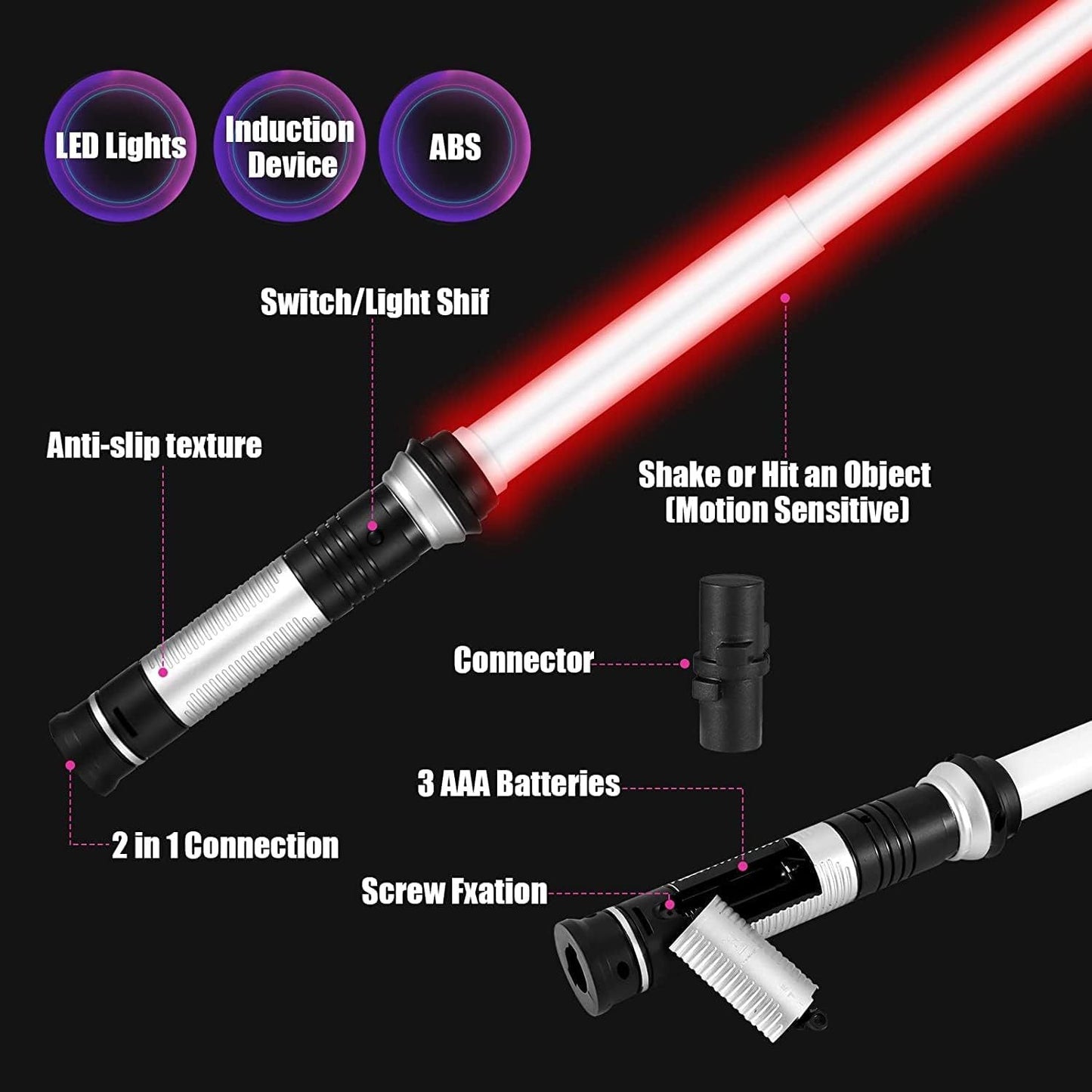 Kids' 2-Pack LED Retractable Lightsaber