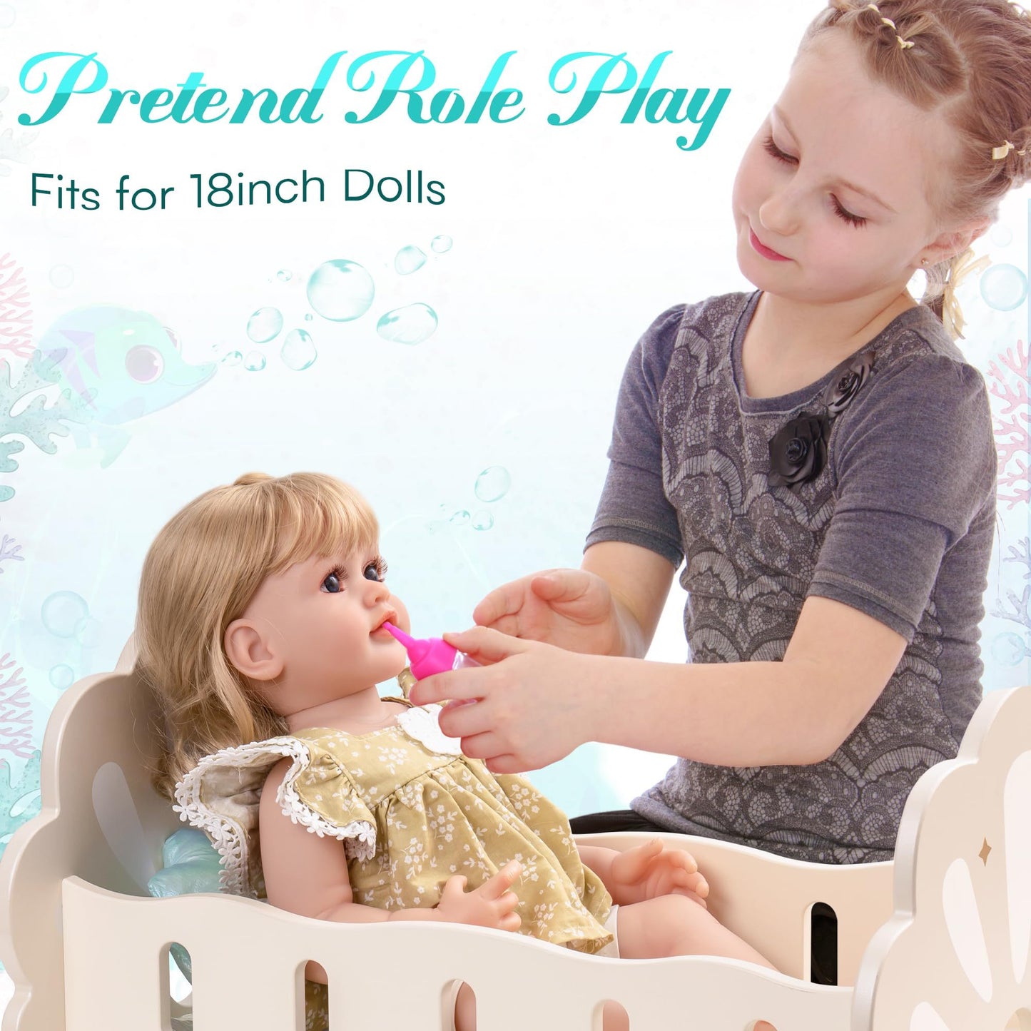 Baby Doll Rocking Crib with Bedding