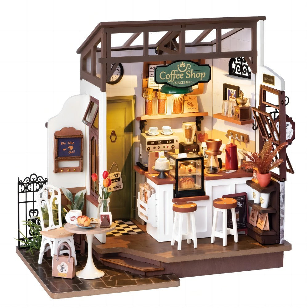 DIY Wooden Dollhouse Kit with Furniture